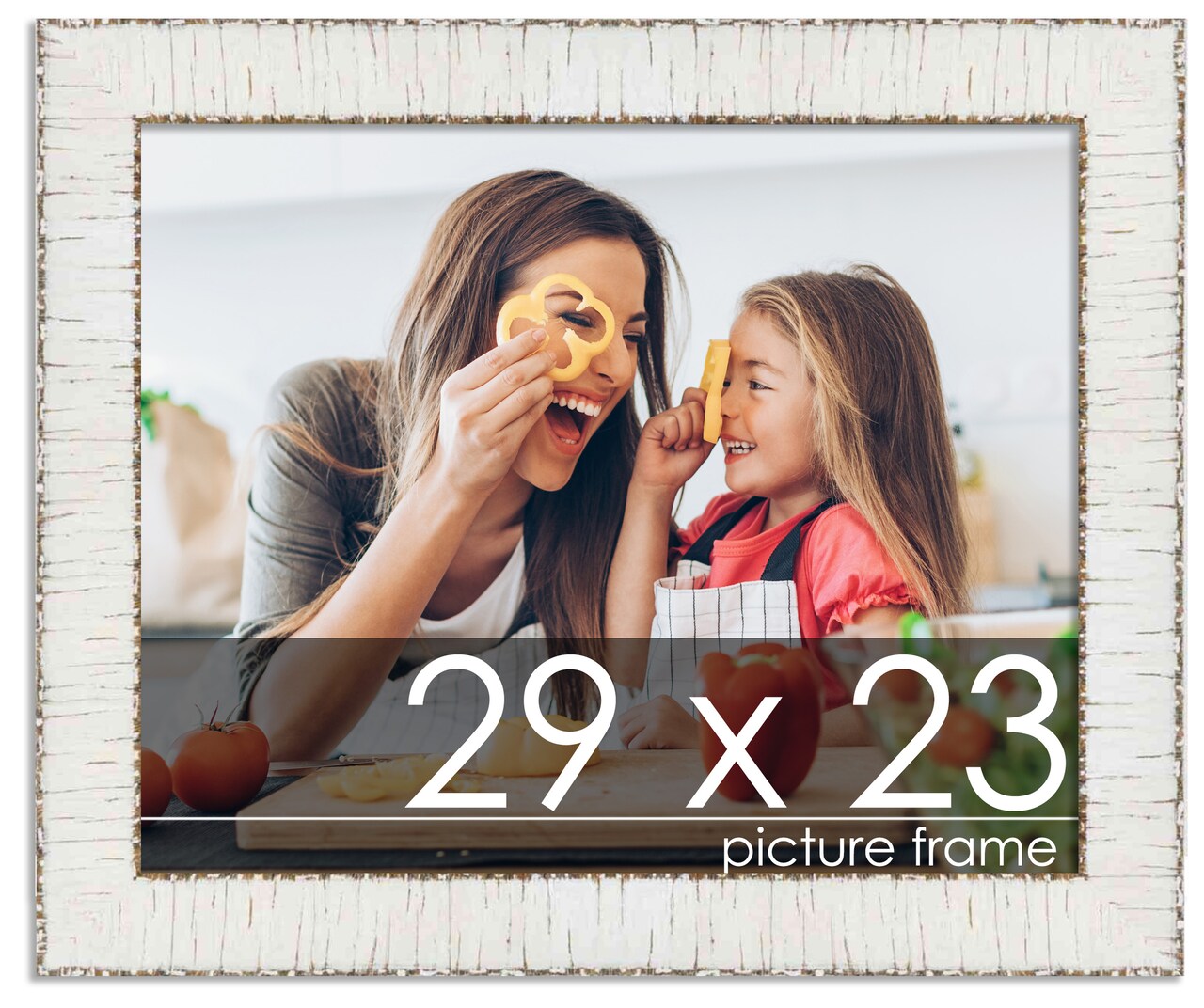 Photo Size Ornate White Picture Frame - UV Acrylic, Foam Board Backing, Hanging Hardware